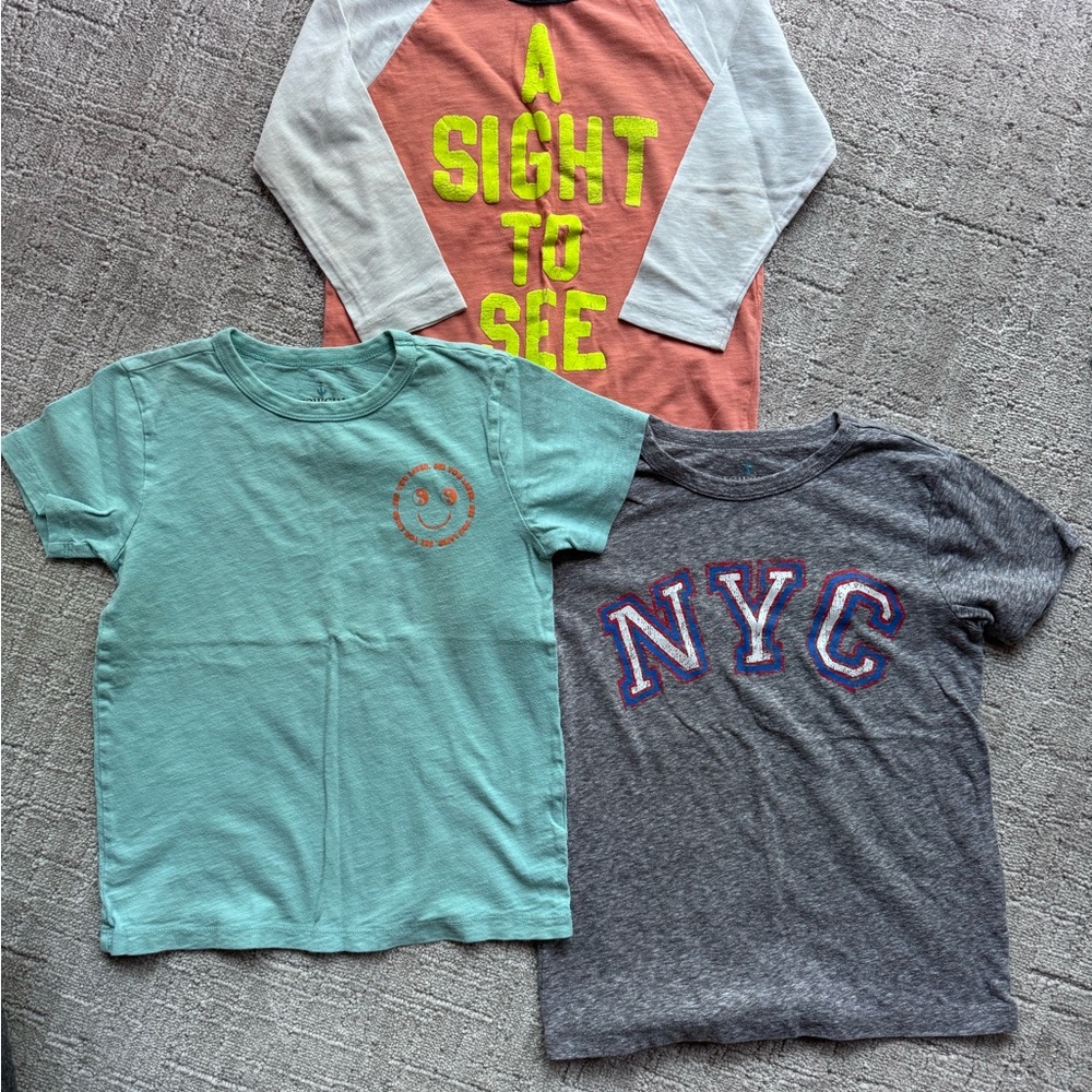 Lot of 3 CREWCUTS summer t shirts - size 6 / 7 but I think runs small